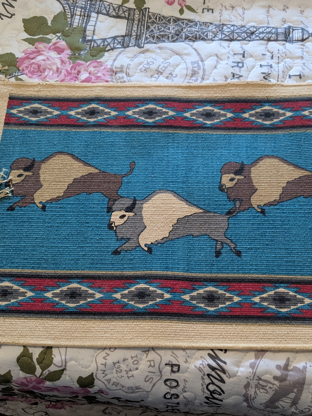 Turquoise Buffalo Tapestry placemat set- Unbranded